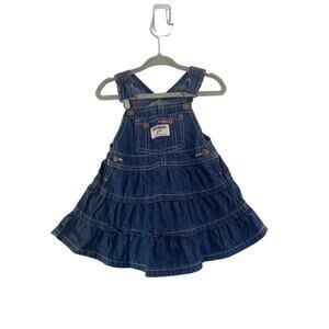 OSHKOSH B’GOSH Girl’s 3 Tier Jean Bib Overall Dress / Size: 12 Mos